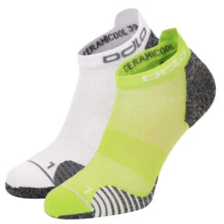 Odlo Ceramicool Ankle-Length Running Socks - 2-pack - Sharp Green - White