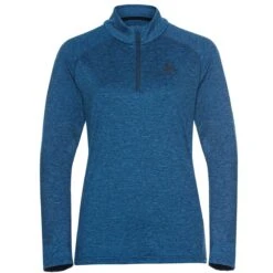Odlo Men's Sesvenna Half-Zip Mid Layer - Blue Wing Teal Melange