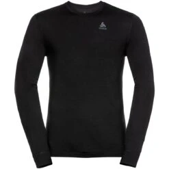 Odlo Natural 100% Merino Warm Long-Sleeve Base Layer Top Men - Black - Black