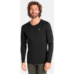 Odlo Natural 100% Merino Warm Long-Sleeve Base Layer Top Men - Black - Black -Odlo odlo mens natural 100 merino warm long sleeve base layer top black black 3 1329240
