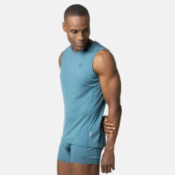 Odlo Natural Performance Wool 130 Base Layer Tank Top Men - Grey Melange 4 Odlo Natural Performance Wool 130 Base Layer Tank Top Men - Grey Melange -Odlo odlo mens natural performance wool 130 tank top saxony blue melange m1 1503665