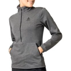 Odlo Ascent 365 Half Zip Mid Layer Pullover Women - Black Melange 4 Odlo Ascent 365 Half Zip Mid Layer Pullover Women - Black Melange -Odlo odlo womens ascent 365 mid layer half zip black melange 1 1408418