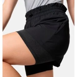 Odlo Active 365 2-in-1 5 Inch Shorts Women - Black -Odlo odlo womens essentials seamless running t shirt india ink melange 6 1523193