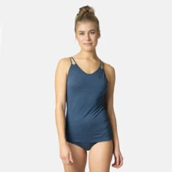 Front Page -Odlo odlo womens natural performance wool 130 v neck singlet blue wing teal melange 3 1503672