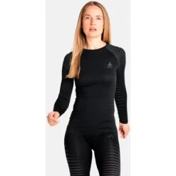 Odlo Women's Performance Light Long-Sleeve Base Layer Top - Black -Odlo odlo womens performance light long sleeve base layer top black 1 1328100