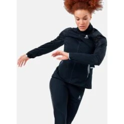 Odlo Women's Zeroweight Pro Warm Reflective Running Jacket 323111 - Black -Odlo odlo womens zeroweight pro warm reflective running jacket black 2 1328573