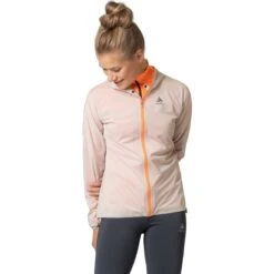 Odlo Zeroweight Waterproof Running Jacket Women - Silver Cloud - Live Wire